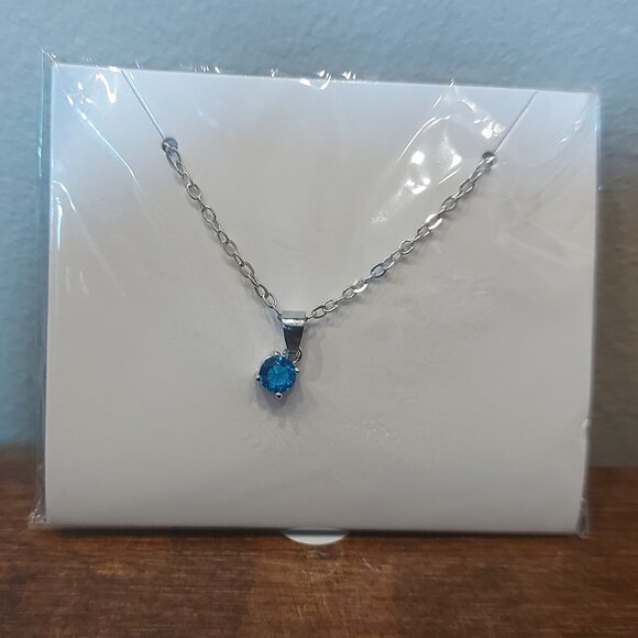 Effy Silver toned Necklace & Blue Faux Sapphire Round Pendant - Picture 1 of 4